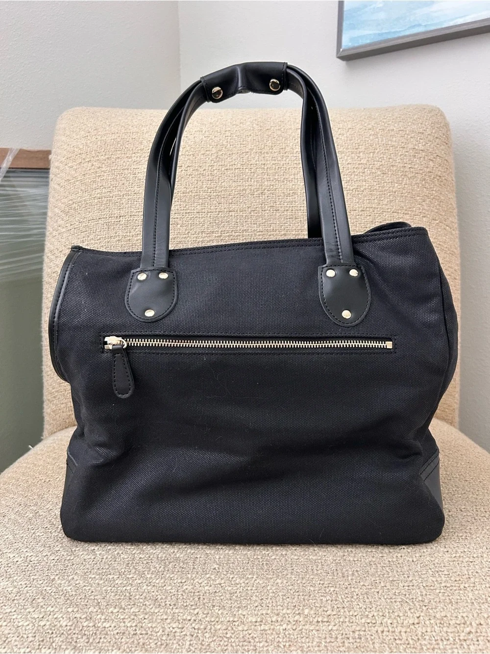 Django Black Canvas Pet Carrier Tote with Dual Front Pockets